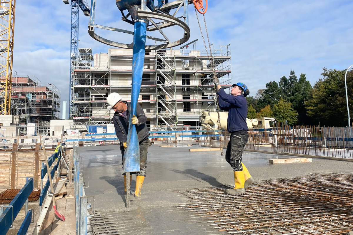 Blick auf die Baustelle in Norderstedt, bei der Earth Friendly Concrete zum Einsatz kam.